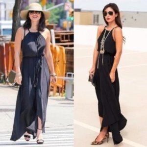 Calypso St. Barth Dress Sarah Brown Matte Satin Sleeveless Maxi Halter Small